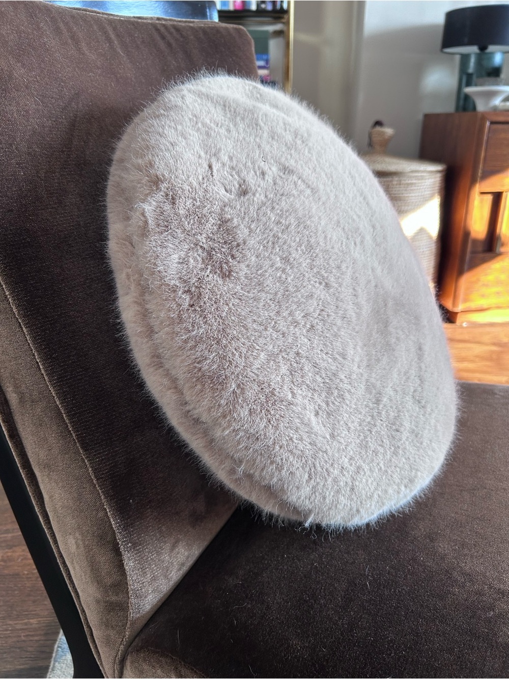 16” Round Faux Fur Pillow